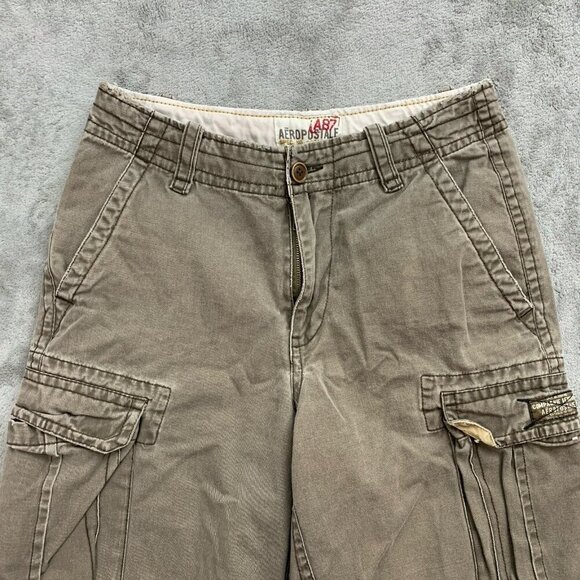 Aeropostale A87 Shorts Mens Size 29x10” Brown Cargo Drawstring Distressed Y2K - Picture 9 of 12